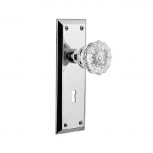 Nostalgic Warehouse 701234 - Nostalgic Warehouse New York Plate Interior Mortise Crystal Glass Door Knob in Bright Chrome