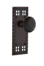 Nostalgic Warehouse 701789 - Nostalgic Warehouse Craftsman Plate Privacy Black Porcelain Door Knob in Timeless Bronze