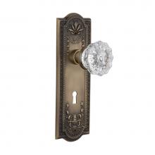 Nostalgic Warehouse 701822 - Nostalgic Warehouse Meadows Plate Interior Mortise Crystal Glass Door Knob in Antique Brass