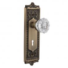 Nostalgic Warehouse 701927 - Nostalgic Warehouse Egg & Dart Plate Interior Mortise Crystal Glass Door Knob in Antique Brass