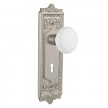 Nostalgic Warehouse 701966 - Nostalgic Warehouse Egg & Dart Plate with Keyhole Single Dummy White Porcelain Door Knob in Sa