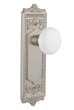 Nostalgic Warehouse 701986 - Nostalgic Warehouse Egg & Dart Plate Single Dummy White Porcelain Door Knob in Satin Nickel
