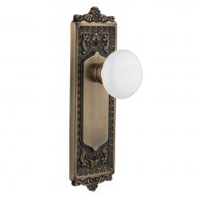 Nostalgic Warehouse 701988 - Nostalgic Warehouse Egg & Dart Plate Double Dummy White Porcelain Door Knob in Antique Brass