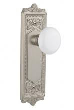 Nostalgic Warehouse 701990 - Nostalgic Warehouse Egg & Dart Plate Double Dummy White Porcelain Door Knob in Satin Nickel