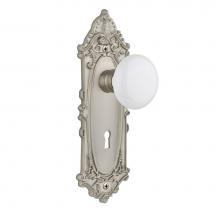 Nostalgic Warehouse 702052 - Nostalgic Warehouse Victorian Plate Interior Mortise White Porcelain Door Knob in Satin Nickel