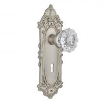 Nostalgic Warehouse 702086 - Nostalgic Warehouse Victorian Plate with Keyhole Double Dummy Crystal Glass Door Knob in Satin Nic