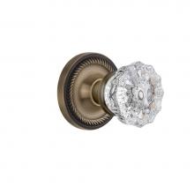 Nostalgic Warehouse 702118 - Nostalgic Warehouse Rope Rosette Single Dummy Crystal Glass Door Knob in Antique Brass