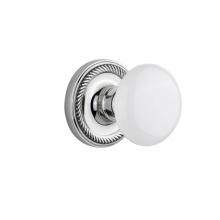 Nostalgic Warehouse 702147 - Nostalgic Warehouse Rope Rosette Interior Mortise White Porcelain Door Knob in Bright Chrome