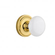 Nostalgic Warehouse 702203 - Nostalgic Warehouse Classic Rosette Privacy White Porcelain Door Knob in Polished Brass