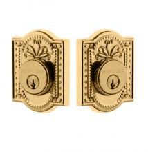 Nostalgic Warehouse 702360 - Nostalgic Warehouse Meadows Plate Double Cylinder Deadbolt in Unlacquered Brass