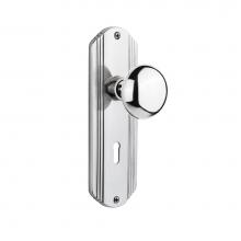 Nostalgic Warehouse 702609 - Nostalgic Warehouse Deco Plate Interior Mortise New York Door Knob in Bright Chrome