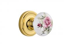 Nostalgic Warehouse 702615 - Nostalgic Warehouse Classic Rosette Passage White Rose Porcelain Door Knob in Unlacquered Brass