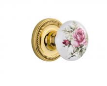 Nostalgic Warehouse 702668 - Nostalgic Warehouse Rope Rosette Privacy White Rose Porcelain Door Knob in Unlacquered Brass