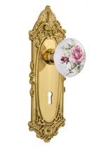 Nostalgic Warehouse 702678 - Nostalgic Warehouse Victorian Plate Interior Mortise White Rose Porcelain Door Knob in Unlacquered