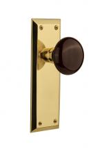 Nostalgic Warehouse 702808 - Nostalgic Warehouse New York Plate Double Dummy Brown Porcelain Door Knob in Unlacquered Brass