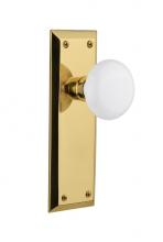 Nostalgic Warehouse 702910 - Nostalgic Warehouse New York Plate Single Dummy White Porcelain Door Knob in Unlacquered Brass