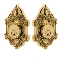 Nostalgic Warehouse 702362 - Nostalgic Warehouse Victorian Plate Double Cylinder Deadbolt in Unlacquered Brass