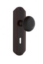 Nostalgic Warehouse 703834 - Nostalgic Warehouse Deco Plate Interior Mortise Black Porcelain Door Knob in Timeless Bronze