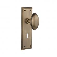 Nostalgic Warehouse 704594 - Nostalgic Warehouse New York Plate with Keyhole Double Dummy Homestead Door Knob in Antique Brass