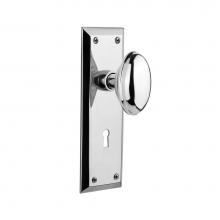 Nostalgic Warehouse 704595 - Nostalgic Warehouse New York Plate with Keyhole Double Dummy Homestead Door Knob in Bright Chrome