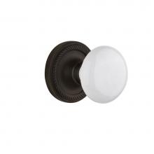 Nostalgic Warehouse 704717 - Nostalgic Warehouse Rope Rosette Privacy White Porcelain Door Knob in Oil-Rubbed Bronze