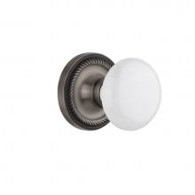 Nostalgic Warehouse 704722 - Nostalgic Warehouse Rope Rosette Double Dummy White Porcelain Door Knob in Antique Pewter