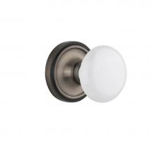 Nostalgic Warehouse 704846 - Nostalgic Warehouse Classic Rosette Double Dummy White Porcelain Door Knob in Antique Pewter