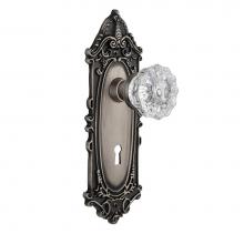 Nostalgic Warehouse 704889 - Nostalgic Warehouse Victorian Plate Interior Mortise Crystal Glass Door Knob in Antique Pewter