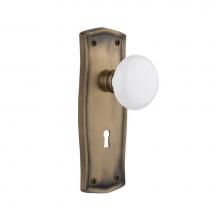 Nostalgic Warehouse 704928 - Nostalgic Warehouse Prairie Plate Interior Mortise White Porcelain Door Knob in Antique Brass