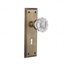 Nostalgic Warehouse 704936 - Nostalgic Warehouse New York Plate Interior Mortise Crystal Glass Door Knob in Antique Brass