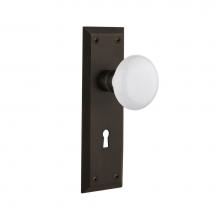 Nostalgic Warehouse 704939 - Nostalgic Warehouse New York Plate Interior Mortise White Porcelain Door Knob in Oil-Rubbed Bronze