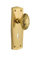 Nostalgic Warehouse 705626 - Nostalgic Warehouse Prairie Plate with Keyhole Privacy Victorian Door Knob in Unlacquered Brass