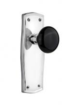 Nostalgic Warehouse 705695 - Nostalgic Warehouse Prairie Plate Passage Black Porcelain Door Knob in Bright Chrome