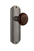 Nostalgic Warehouse 705724 - Nostalgic Warehouse Deco Plate Privacy Brown Porcelain Door Knob in Antique Pewter