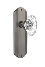 Nostalgic Warehouse 705796 - Nostalgic Warehouse Deco Plate Passage Oval Fluted Crystal Glass Door Knob in Antique Pewter