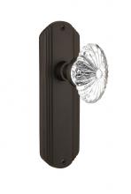 Nostalgic Warehouse 705810 - Nostalgic Warehouse Deco Plate Privacy Oval Fluted Crystal Glass Door Knob in Oil-Rubbed Bronze