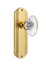 Nostalgic Warehouse 705813 - Nostalgic Warehouse Deco Plate Privacy Oval Fluted Crystal Glass Door Knob in Unlacquered Brass