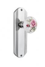 Nostalgic Warehouse 705849 - Nostalgic Warehouse Deco Plate Privacy White Rose Porcelain Door Knob in Bright Chrome