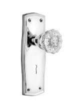 Nostalgic Warehouse 706146 - Nostalgic Warehouse Prairie Plate with Keyhole Double Dummy Crystal Glass Door Knob in Bright Chro