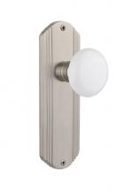 Nostalgic Warehouse 706204 - Nostalgic Warehouse Deco Plate Single Dummy White Porcelain Door Knob in Satin Nickel