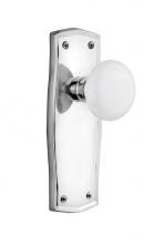 Nostalgic Warehouse 706230 - Nostalgic Warehouse Prairie Plate Single Dummy White Porcelain Door Knob in Bright Chrome