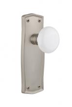 Nostalgic Warehouse 706233 - Nostalgic Warehouse Prairie Plate Single Dummy White Porcelain Door Knob in Satin Nickel