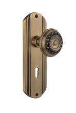 Nostalgic Warehouse 706391 - Nostalgic Warehouse Deco Plate Interior Mortise Meadows Door Knob in Antique Brass