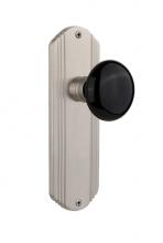 Nostalgic Warehouse 706541 - Nostalgic Warehouse Deco Plate Single Dummy Black Porcelain Door Knob in Satin Nickel