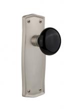 Nostalgic Warehouse 706570 - Nostalgic Warehouse Prairie Plate Single Dummy Black Porcelain Door Knob in Satin Nickel