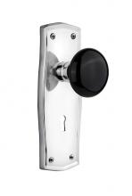 Nostalgic Warehouse 706583 - Nostalgic Warehouse Prairie Plate Interior Mortise Black Porcelain Door Knob in Bright Chrome