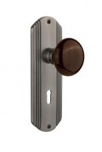 Nostalgic Warehouse 706593 - Nostalgic Warehouse Deco Plate with Keyhole Single Dummy Brown Porcelain Door Knob in Antique Pewt