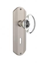 Nostalgic Warehouse 706661 - Nostalgic Warehouse Deco Plate Interior Mortise Oval Clear Crystal Glass Door Knob in Satin Nickel