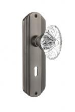 Nostalgic Warehouse 706691 - Nostalgic Warehouse Deco Plate with Keyhole Single Dummy Oval Fluted Crystal Glass Door Knob in An