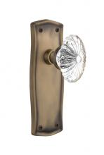 Nostalgic Warehouse 706721 - Nostalgic Warehouse Prairie Plate Double Dummy Oval Fluted Crystal Glass Door Knob in Antique Bras